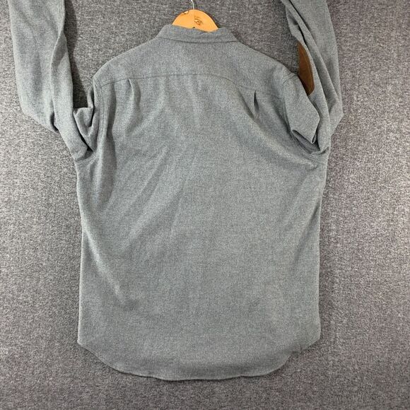 J Crew Wool Shirt Men Large‎ Gray Elbow Patch Huckberry Dapper Modern NEW - Picture 6 of 9